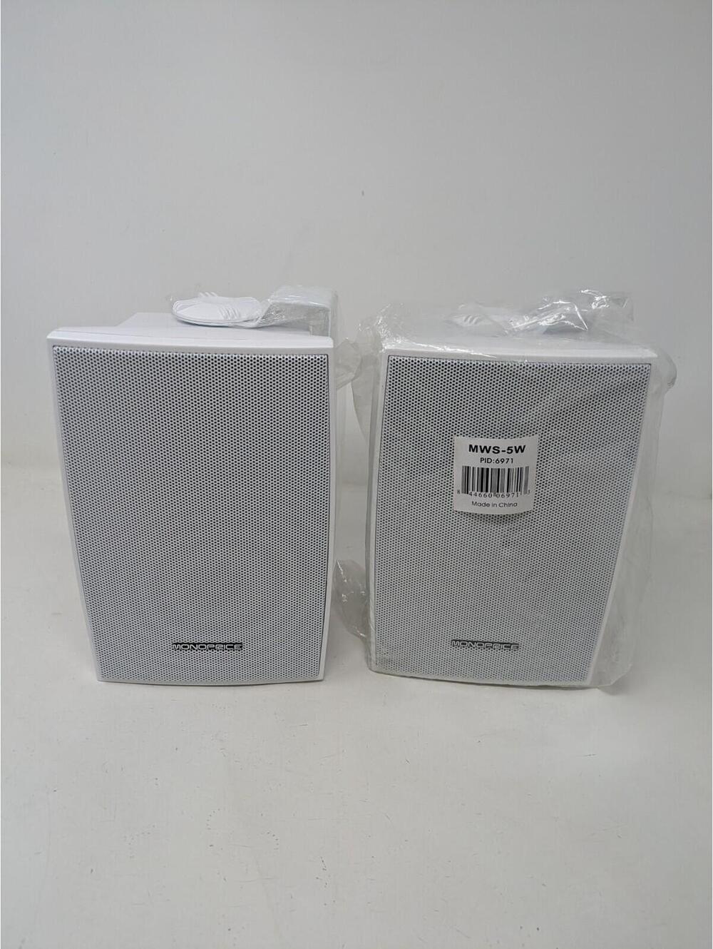 2x Monoprice 5.25in 2-Way Indoor/Outdoor Weatherproof Speakers, 80W Max~Pair